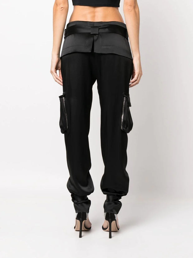 TOM FORD - belted waist silk cargo-trousers