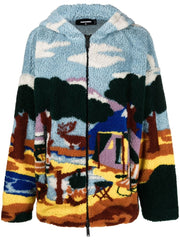 DSQUARED2 - abstract-print hooded fleece jacket