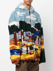 DSQUARED2 - abstract-print hooded fleece jacket