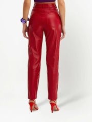 OSCAR DE LA RENTA - high-waisted lambskin trousers