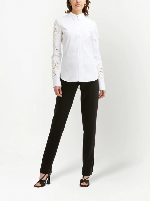 OSCAR DE LA RENTA - guipure-lace long-sleeve shirt