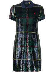 POLO RALPH LAUREN - sequin-embellished plaid-patterned polo dress