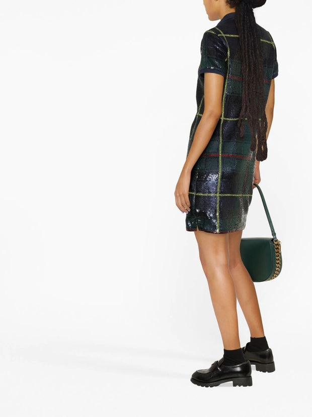 POLO RALPH LAUREN - sequin-embellished plaid-patterned polo dress