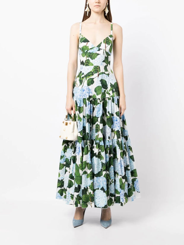 OSCAR DE LA RENTA - floral-print tiered maxi dress