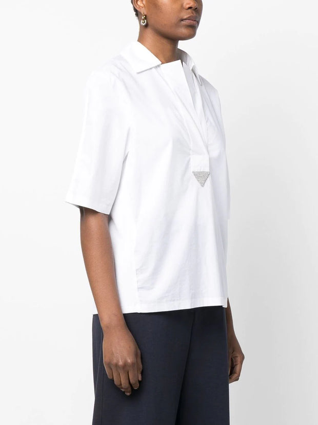 FABIANA FILIPPI - crystal-embellished three-quarter length sleeve shirt