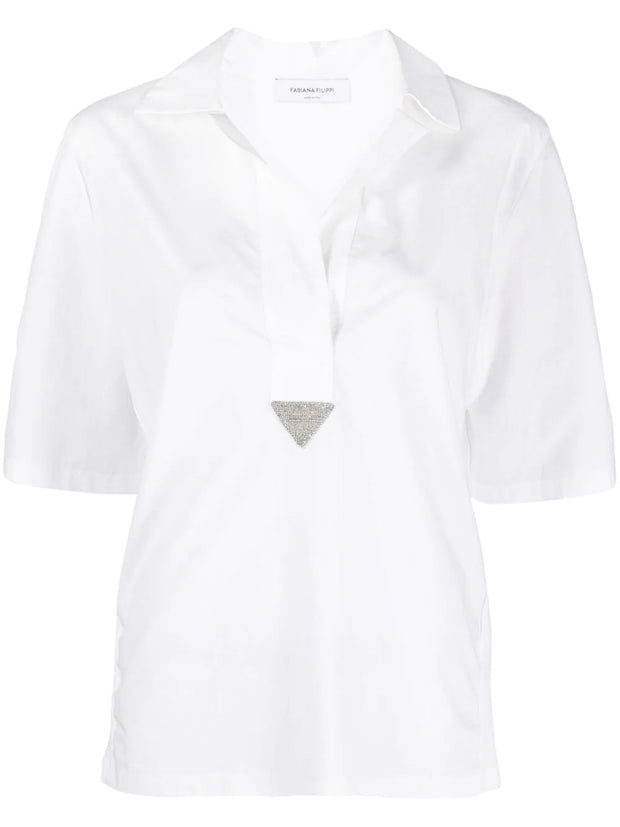 FABIANA FILIPPI - crystal-embellished three-quarter length sleeve shirt