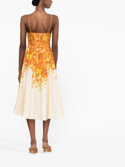 ZIMMERMANN - Orange Floral Print Dress