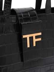 TOM FORD - logo-plaque crocodile-embossed tote bag