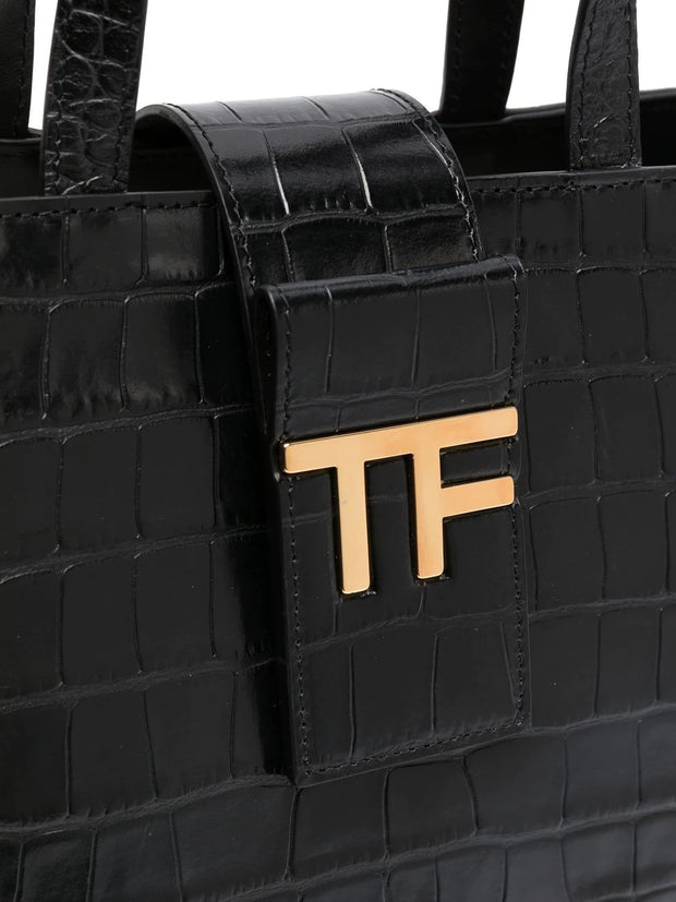 TOM FORD - logo-plaque crocodile-embossed tote bag