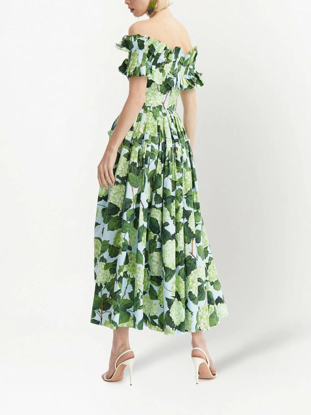 OSCAR DE LA RENTA - floral-print drop-shoulder midi dress