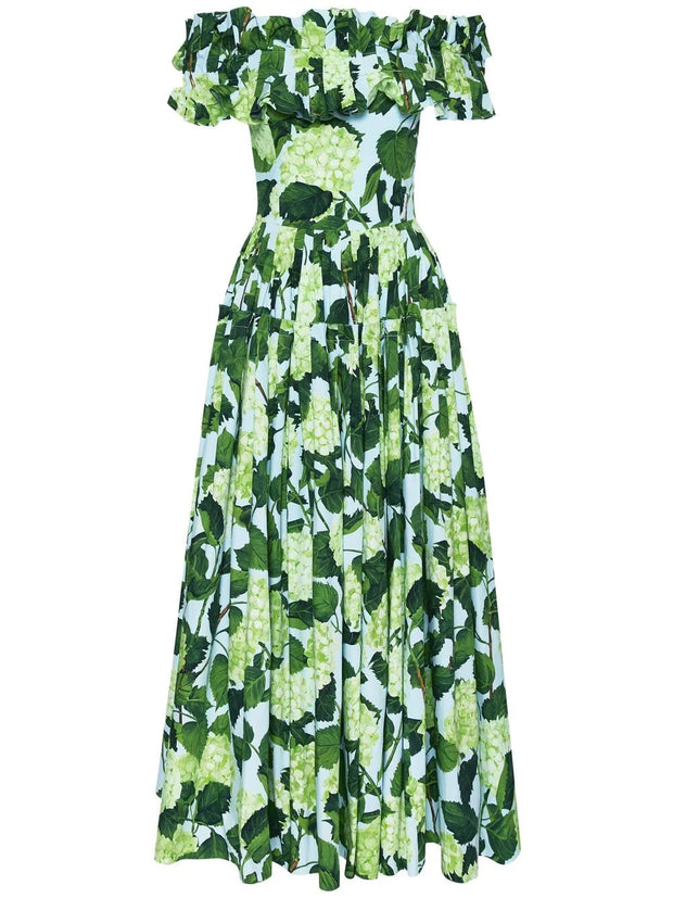 OSCAR DE LA RENTA - floral-print drop-shoulder midi dress