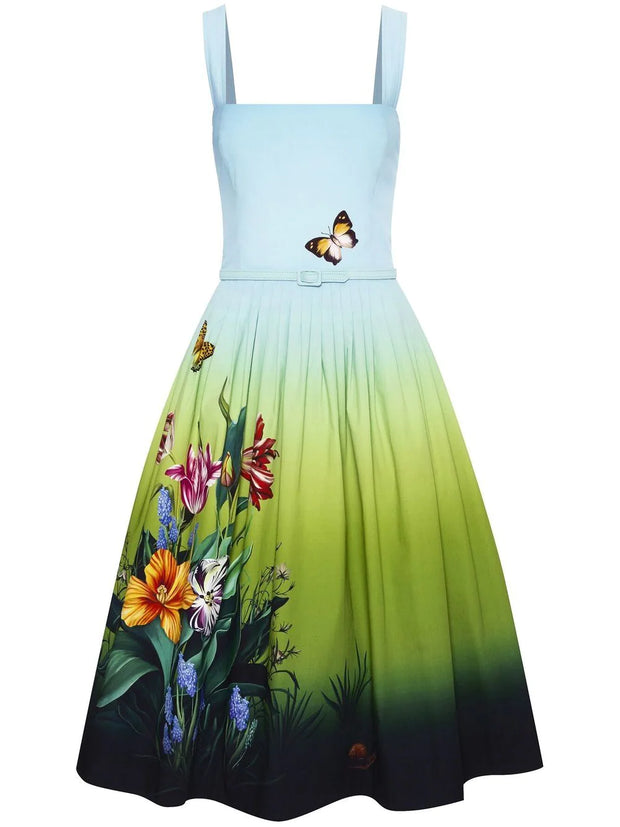 OSCAR DE LA RENTA - floral-print sleeveless midi dress