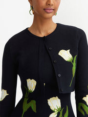 OSCAR DE LA RENTA - floral-jacquard cropped cardigan