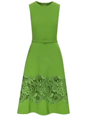 OSCAR DE LA RENTA - floral-lace detail sleeveless dress