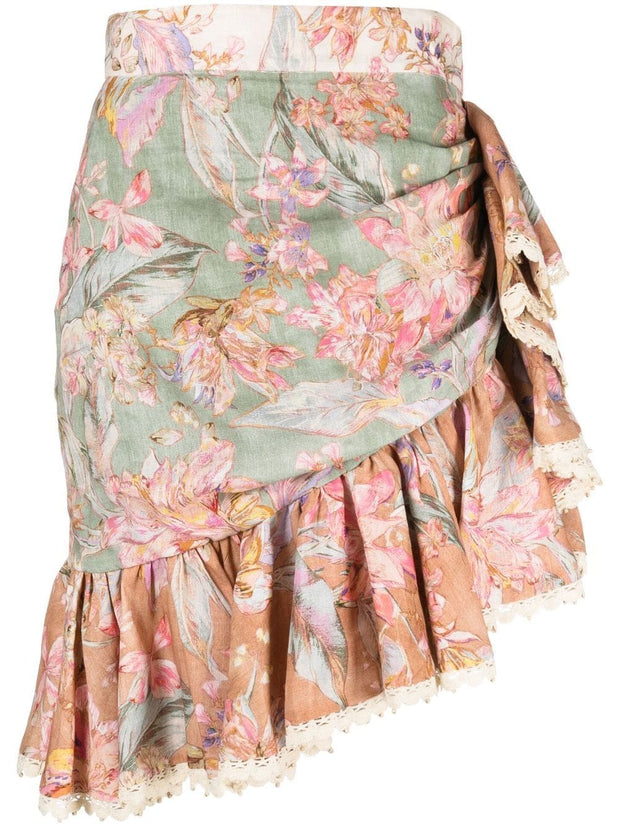 ZIMMERMANN - floral-print asymmetric skirt
