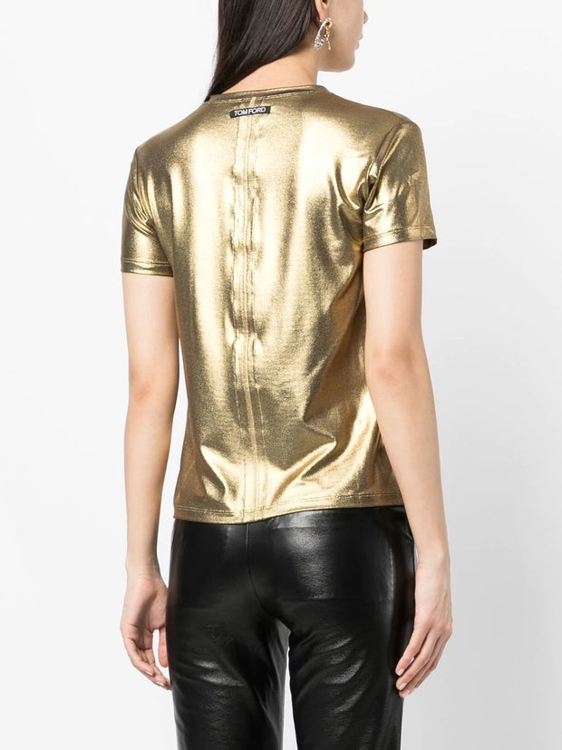 TOM FORD - gold-metallic-coated t-shirt