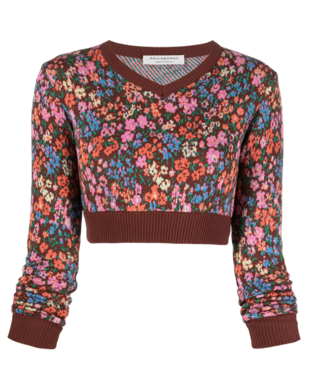 Philosophy di Lorenzo Serafini - floral-motif cropped sweater
