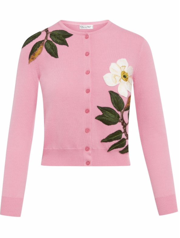 OSCAR DE LA RENTA - floral-embroidered cardigan