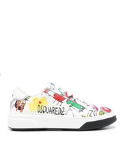DSQUARED2 - leather graphic-print sneakers
