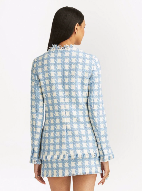 OSCAR DE LA RENTA - check-print four-pocket tweed jacket